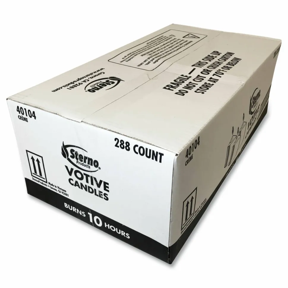 Sterno Food Warmer Votive Candles, 10 Hour Burn, 1.46"d x 1.33'h, White, 288/Carton