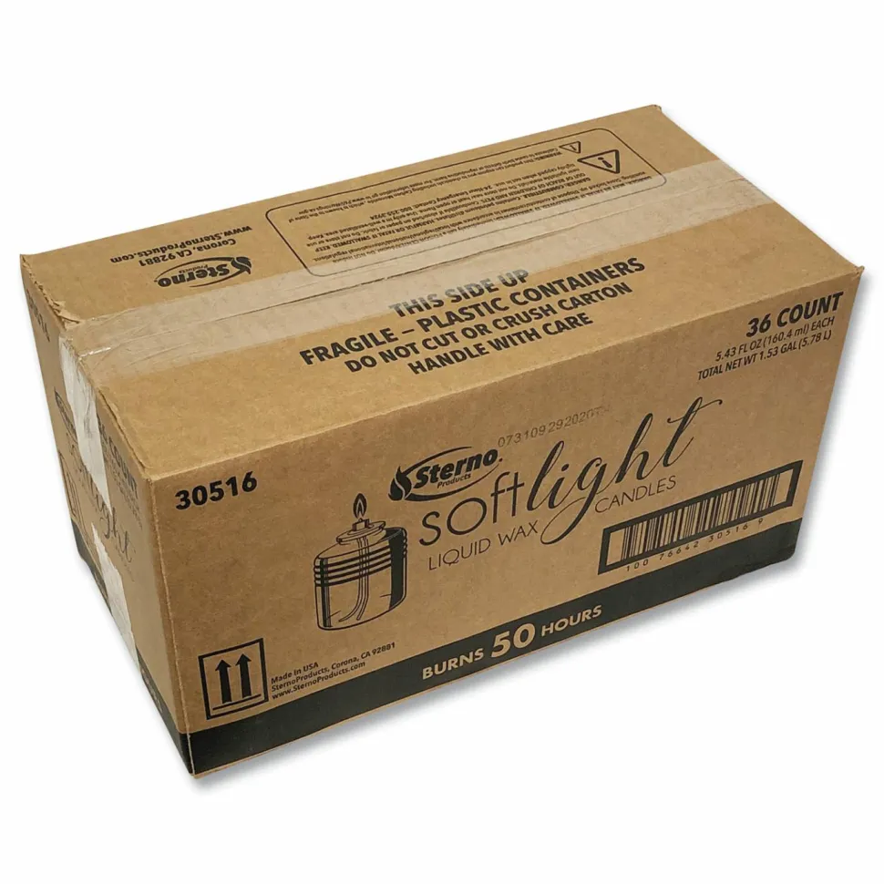 Sterno Soft Light Liquid Wax, 50 Hour Burn, 126 g, Clear, 36/Carton