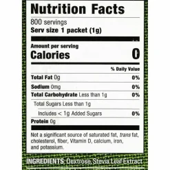 Stevia in the Raw Sweetener, 1 g Packet, 800/Box