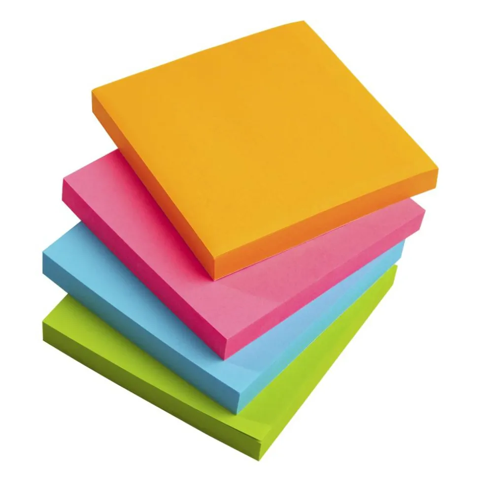 Sticky Notes, With Storage Tray, 3" x 3", Assorted Vivid Colors, 100 Sheets Per Pad, Pack Of 24 Pads