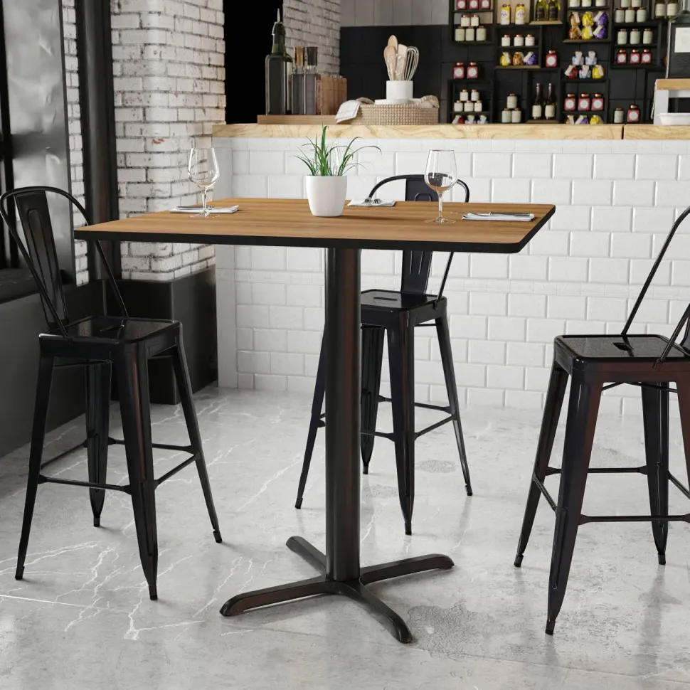 Stiles 42'' Square Walnut Laminate Table Top with 33'' x 33'' Bar Height Table Base