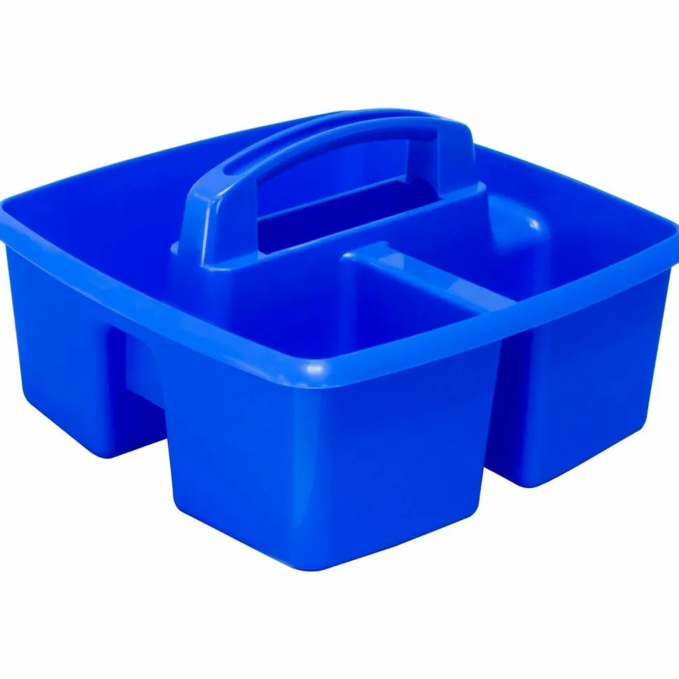 Storex Small Art Caddies, 3 Sections, 9.25" x 9.25" x 5.25", Assorted Colors, 5/Pack