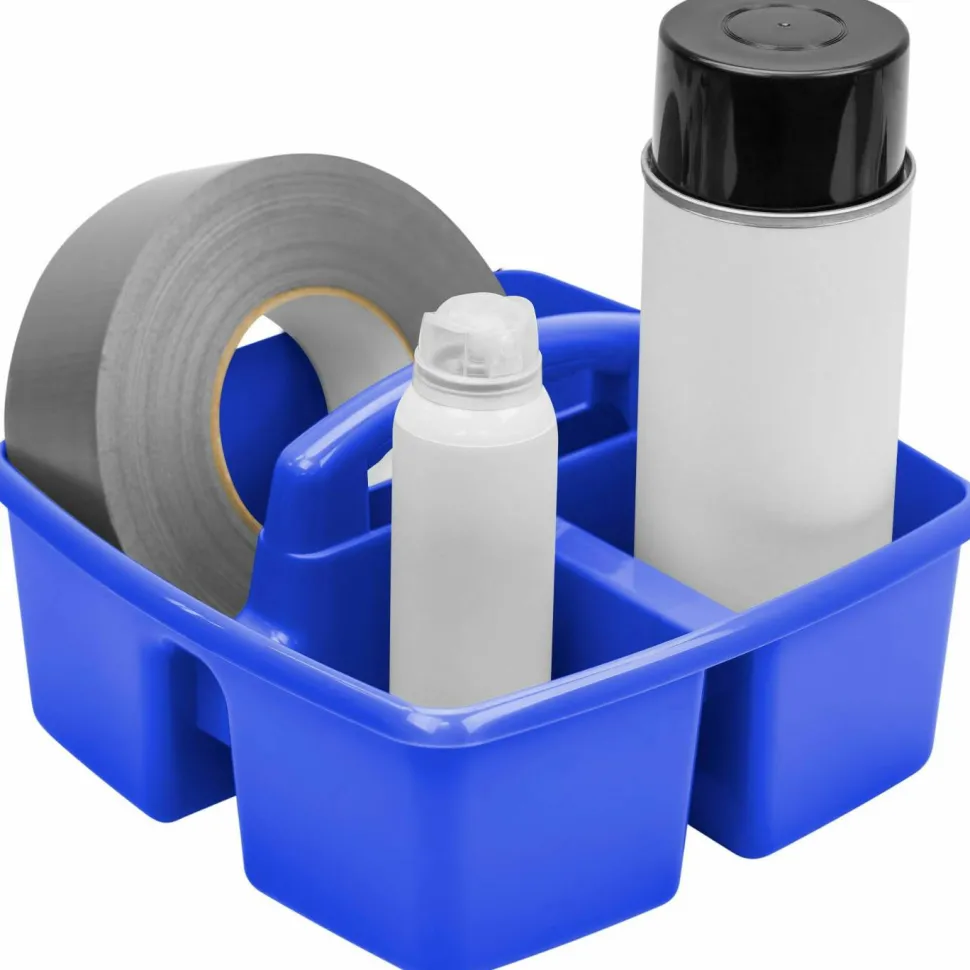Storex Small Art Caddies, 3 Sections, 9.25" x 9.25" x 5.25", Assorted Colors, 5/Pack