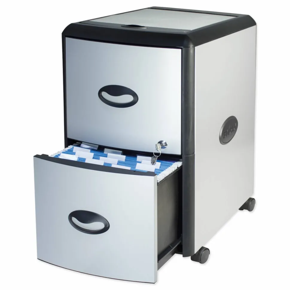 Storex 15"D Vertical File Cabinet With Casters, 100% Recycled, Gray/Black