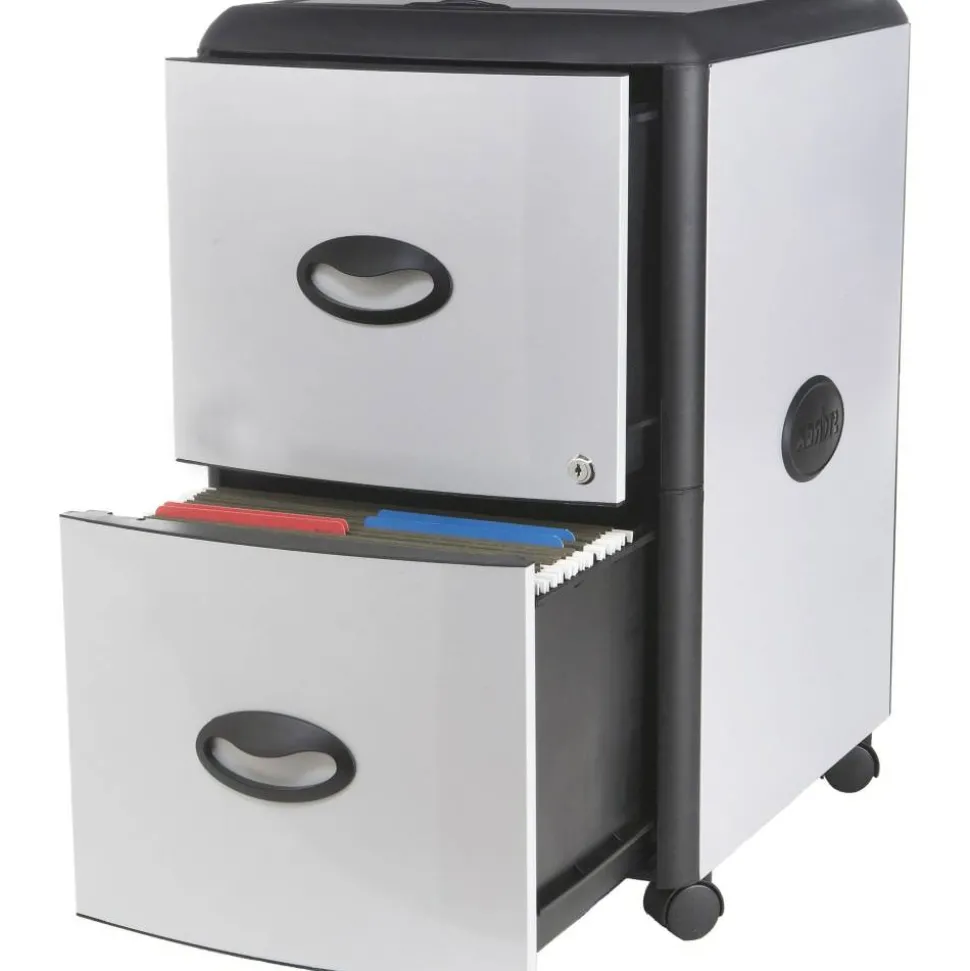 Storex 15"D Vertical File Cabinet With Casters, 100% Recycled, Gray/Black