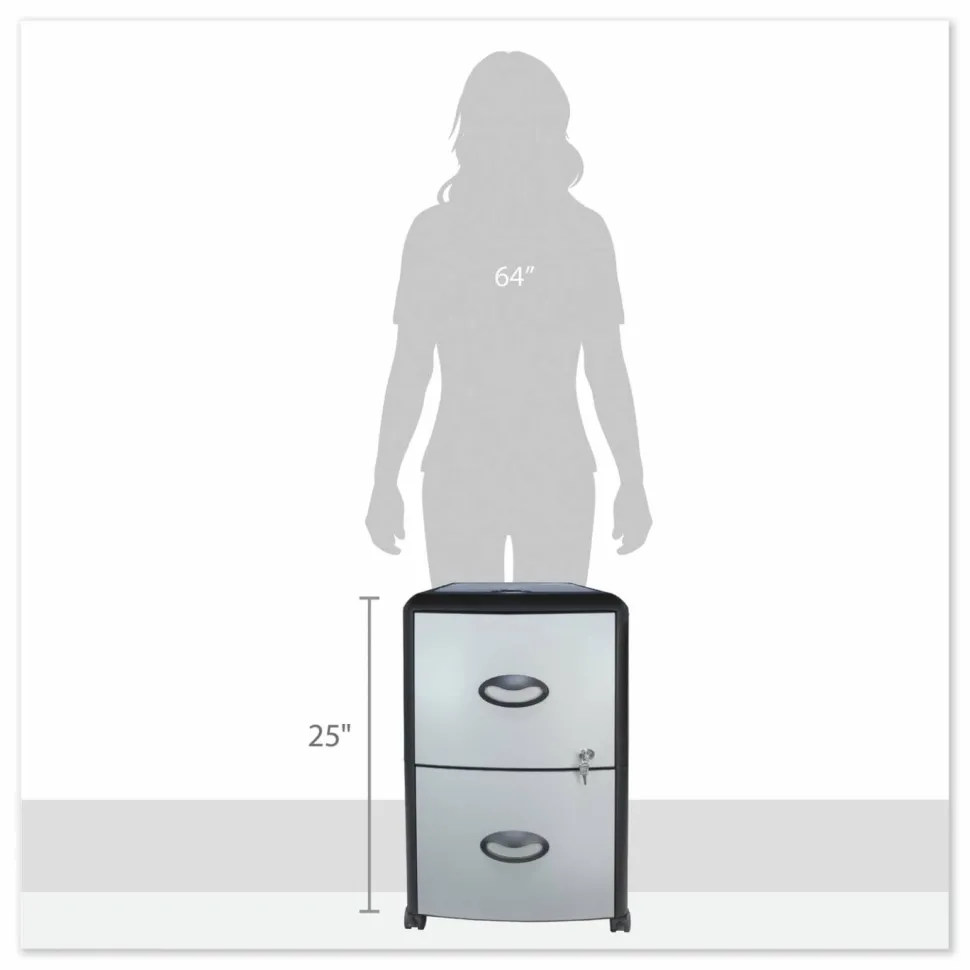 Storex 15"D Vertical File Cabinet With Casters, 100% Recycled, Gray/Black