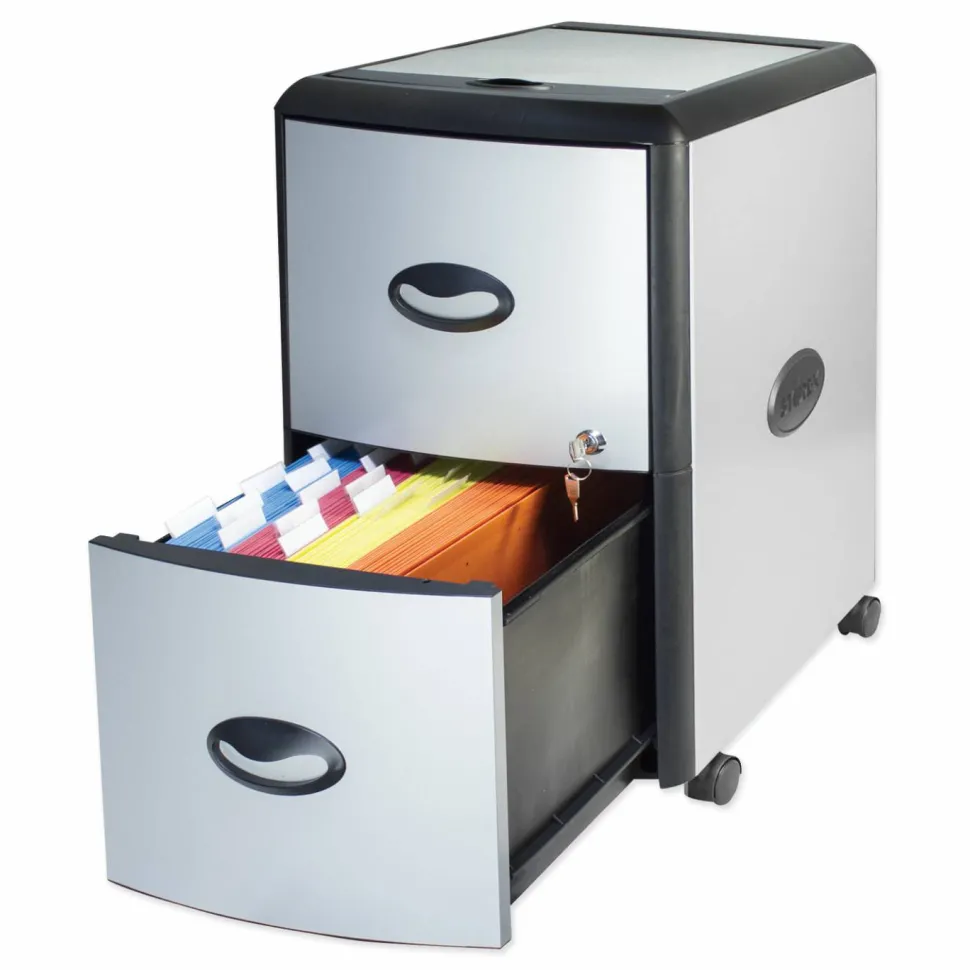 Storex 15"D Vertical File Cabinet With Casters, 100% Recycled, Gray/Black