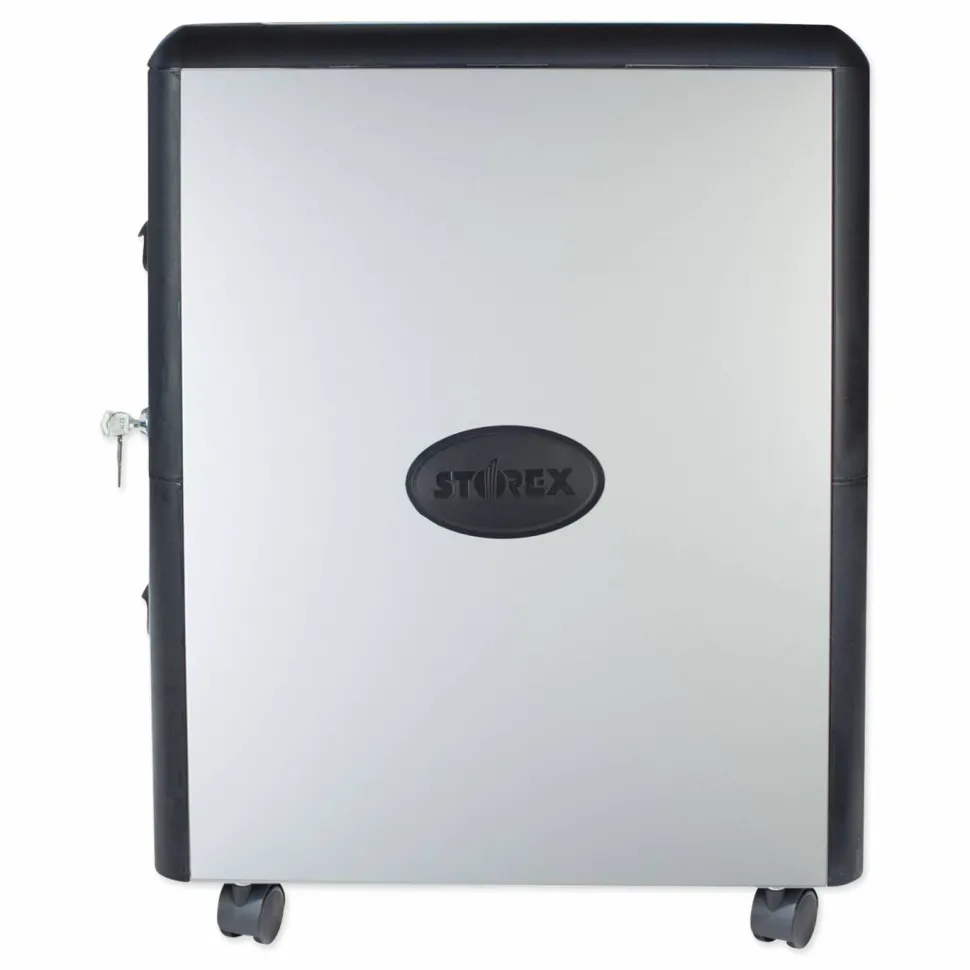 Storex 15"D Vertical File Cabinet With Casters, 100% Recycled, Gray/Black