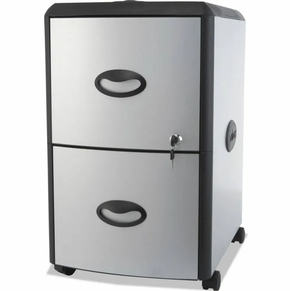 Storex 15"D Vertical File Cabinet With Casters, 100% Recycled, Gray/Black