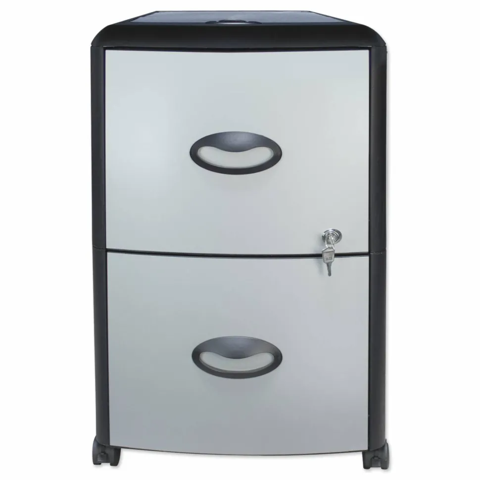 Storex 15"D Vertical File Cabinet With Casters, 100% Recycled, Gray/Black