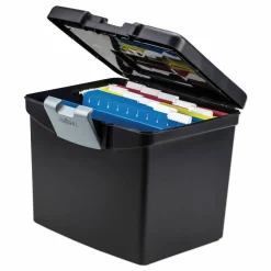 Storex Portable File Box with Large Organizer Lid, Letter Files, 13.25