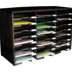 Storex Stackable Literature Sorter - 12000x Sheet - 24 Compartment(s) - 9.50" x 12" - 20.5" x 14.1" Width31.4" - Black - Plastic, Polystyrene - 1 Each