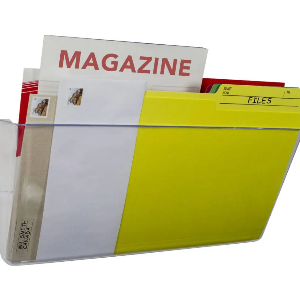 Storex Stacking Legal Size Wall Pocket, 7"H x 16"W x 4"D, Clear
