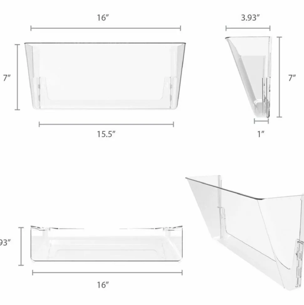 Storex Stacking Legal Size Wall Pocket, 7"H x 16"W x 4"D, Clear