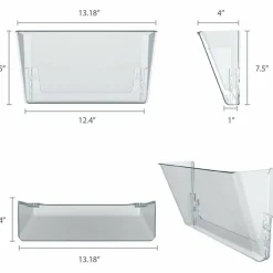 Storex Stacking Letter Size Wall Pocket, 7"H x 13"W x 4"D, Clear