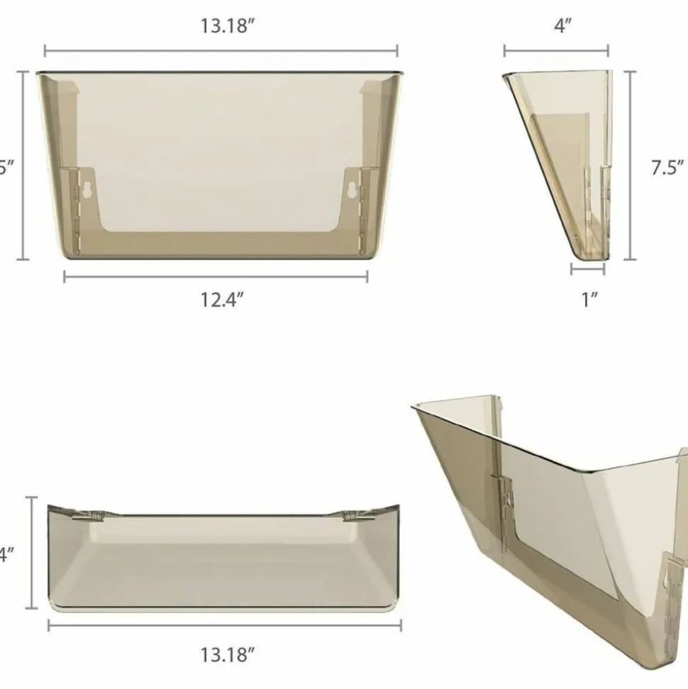 Storex Stacking Letter Size Wall Pockets, 7"H x 16"W x 4"D, Smoke, Pack Of 3 Wall Pockets