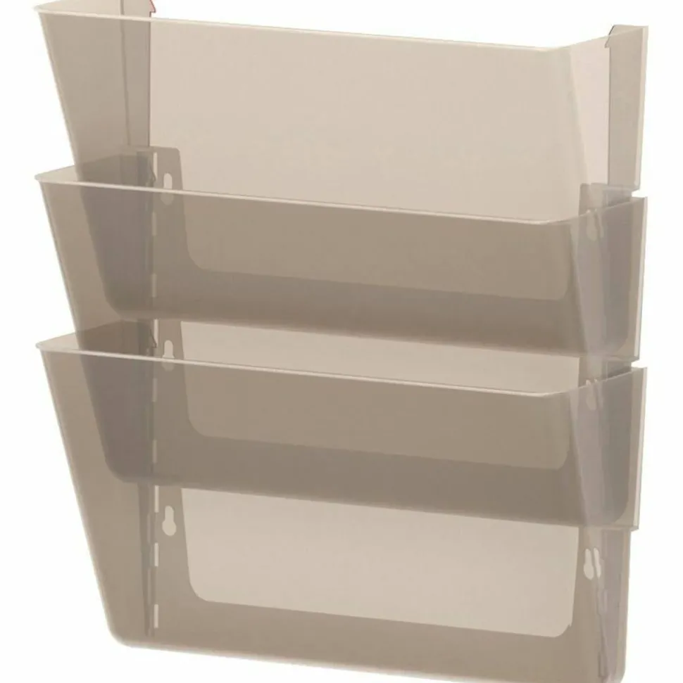 Storex Stacking Letter Size Wall Pockets, 7"H x 16"W x 4"D, Smoke, Pack Of 3 Wall Pockets