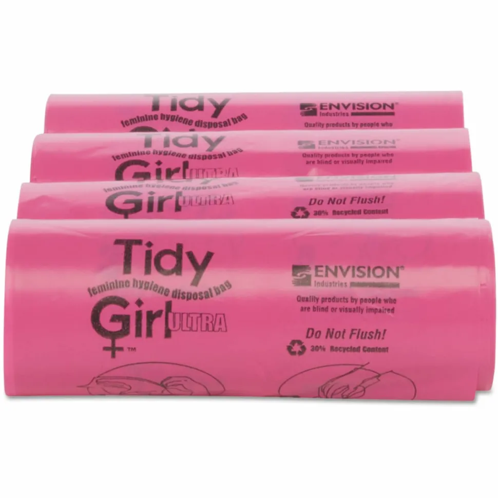 Stout Tidy Girl Feminine Hygiene Disposal Bags, Pink, 1.2 mil, Pack Of 600