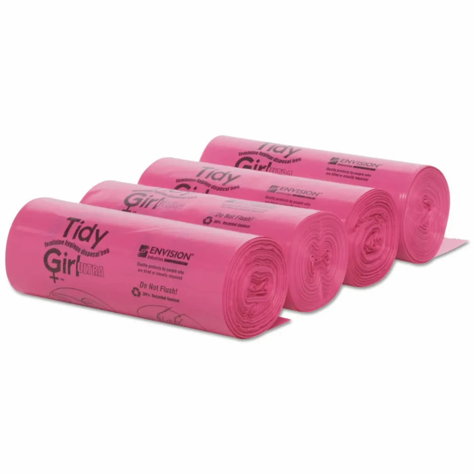 Stout Tidy Girl Feminine Hygiene Disposal Bags, Pink, 1.2 mil, Pack Of 600