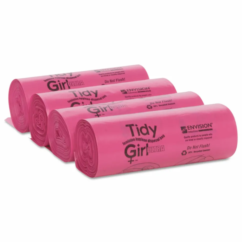 Stout Tidy Girl Feminine Hygiene Disposal Bags, Pink, 1.2 mil, Pack Of 600