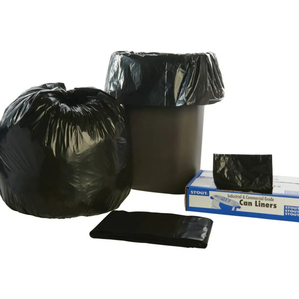 Stout Trash Bags, 1.3-mil, 33 Gallons, 33" x 40", Brown, Carton Of 100