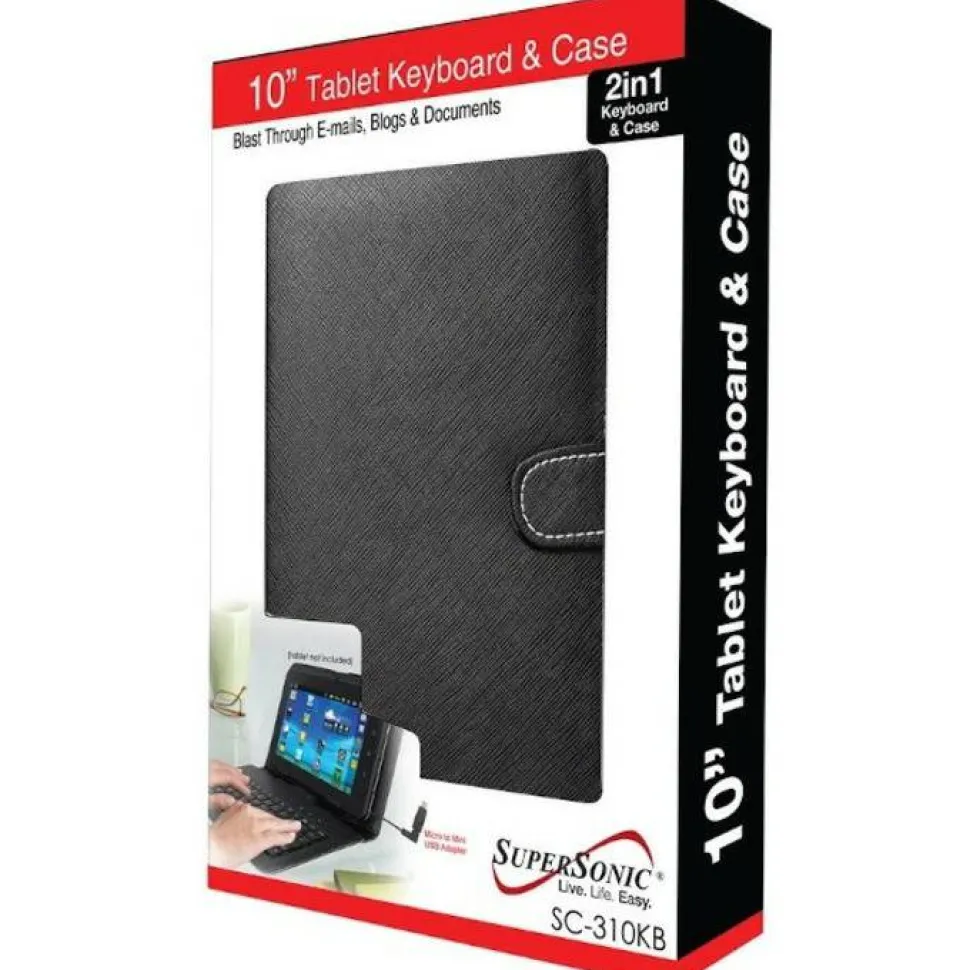 Supersonic SC-310KB Keyboard/Cover Case for 10" Tablet - Black