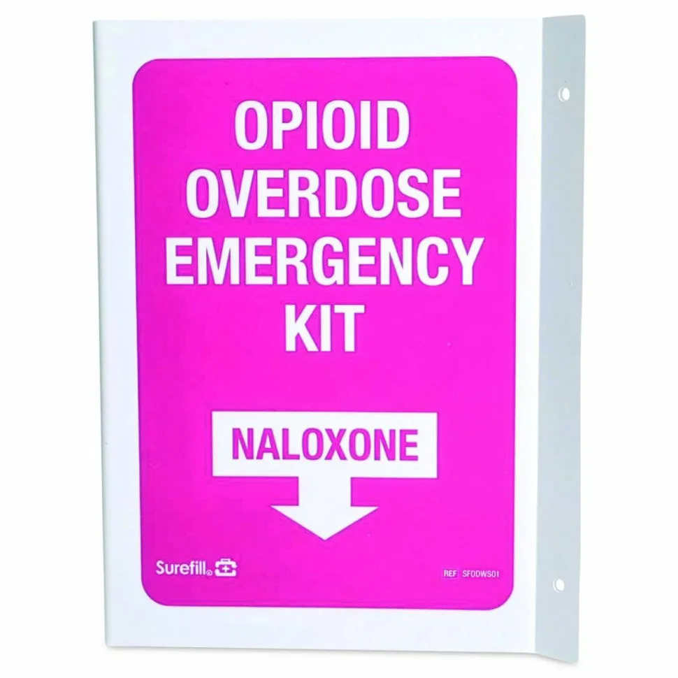 SUREFILL Overdose Kit Three-Way Wall Sign, 2.25 x 3 x 5.5
