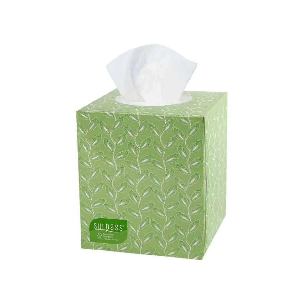 Surpass Facial Tissue for Business, Pop-Up Box, 2-Ply, White, 90 Sheets/Box, 36 Boxes/Carton