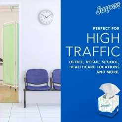 Surpass Facial Tissue for Business, Pop-Up Box, 2-Ply, White, 90 Sheets/Box, 36 Boxes/Carton