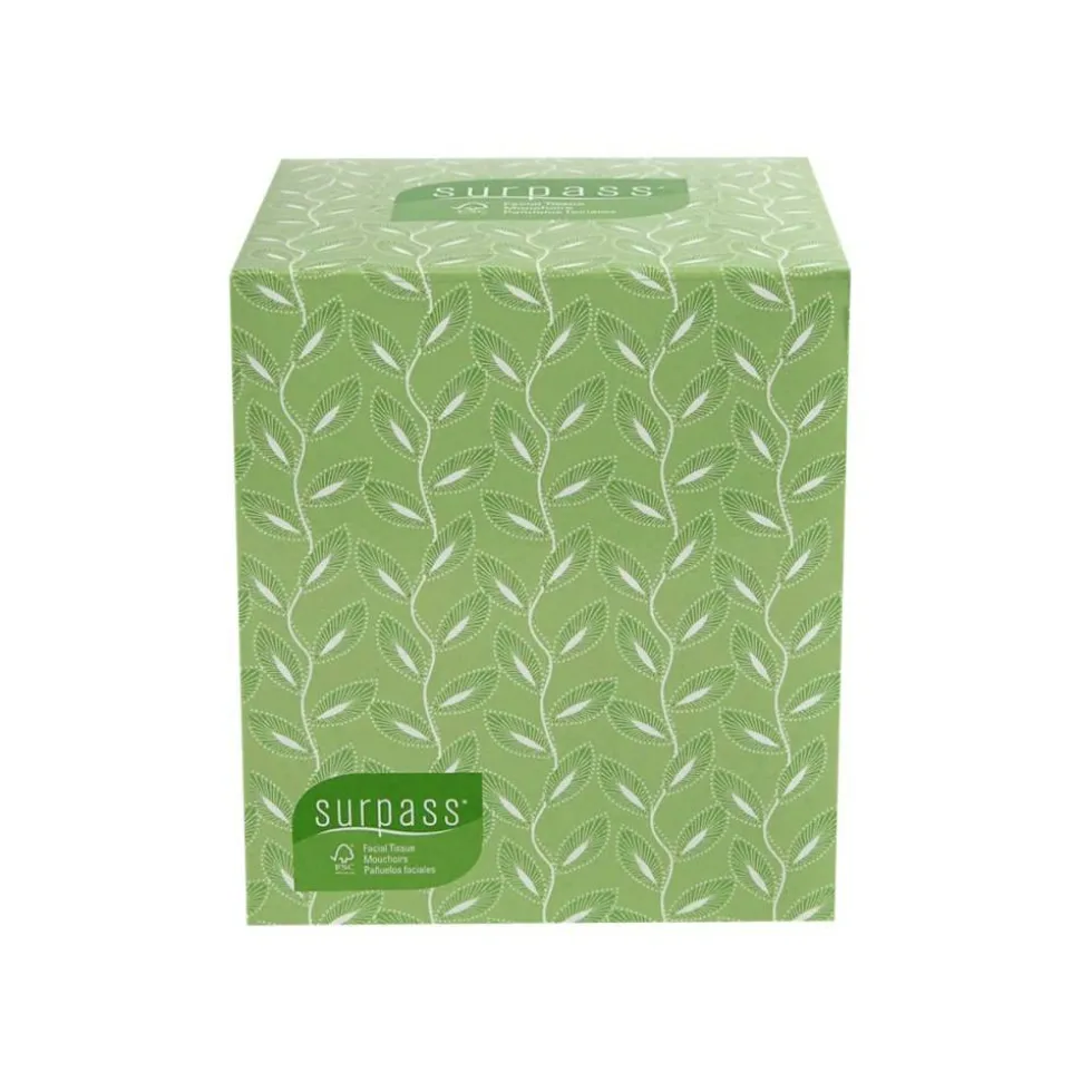 Surpass Facial Tissue for Business, Pop-Up Box, 2-Ply, White, 90 Sheets/Box, 36 Boxes/Carton