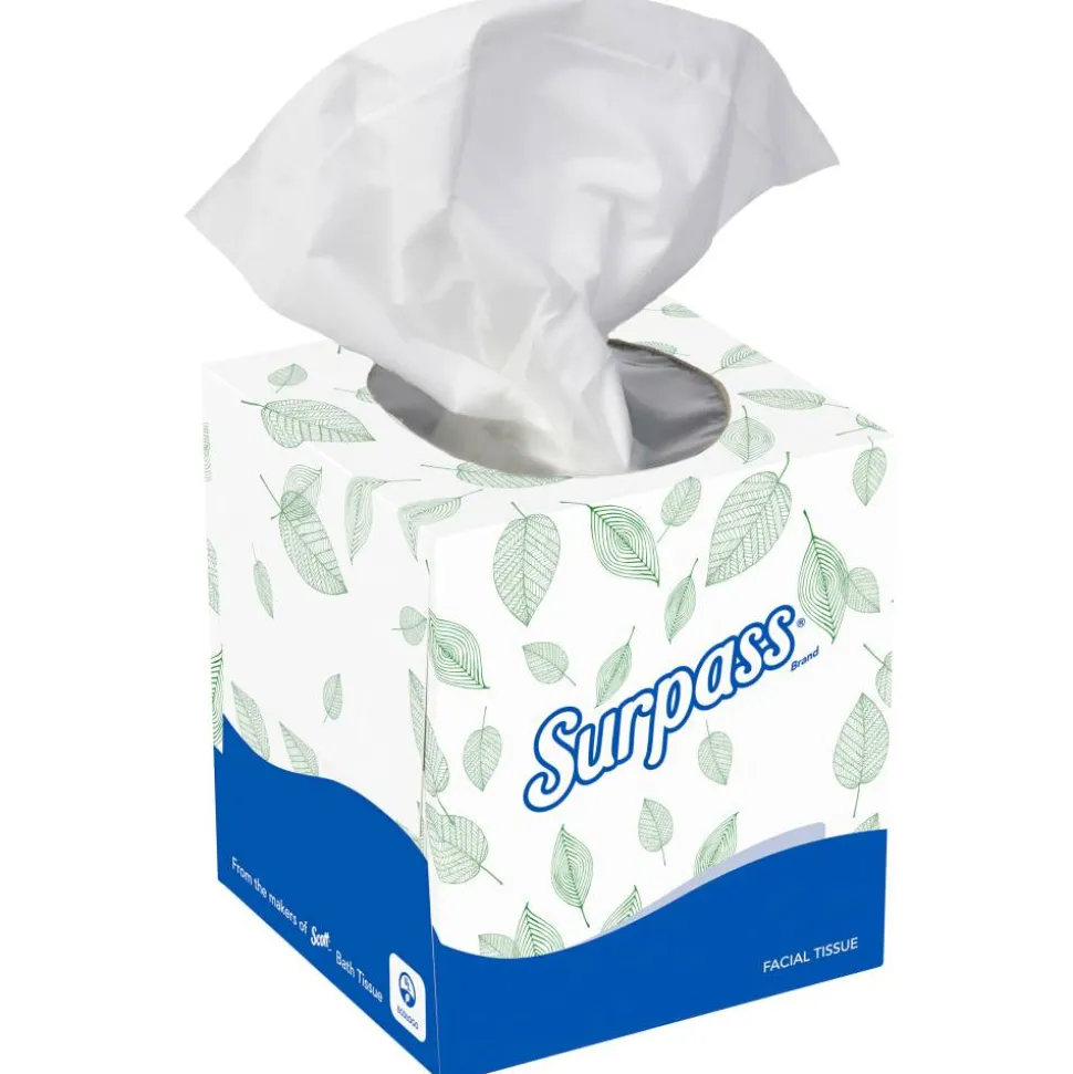 Surpass Facial Tissue for Business, Pop-Up Box, 2-Ply, White, 90 Sheets/Box, 36 Boxes/Carton