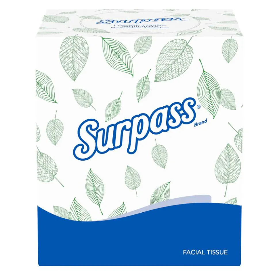 Surpass Facial Tissue for Business, Pop-Up Box, 2-Ply, White, 90 Sheets/Box, 36 Boxes/Carton