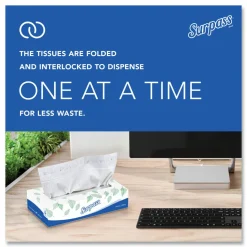 Surpass 2-Ply Facial Tissues, 45% Recycled, FSC Certified, White, 125 Per Box, Pack Of 60