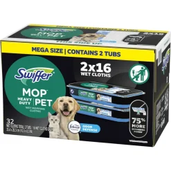 Swiffer Heavy Duty Mop Wet Multi-Surface Cloth Refills, Pack Of 32 Mop Cloths