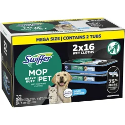Swiffer Heavy Duty Mop Wet Multi-Surface Cloth Refills, Pack Of 32 Mop Cloths