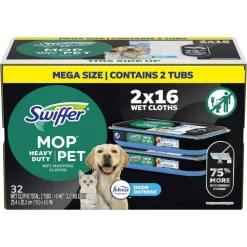 Swiffer Heavy Duty Mop Wet Multi-Surface Cloth Refills, Pack Of 32 Mop Cloths