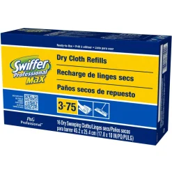 Swiffer Max/XL Dry Refill Cloths, 17.88 x 10, White, 16/Box, 6 Boxes/Carton