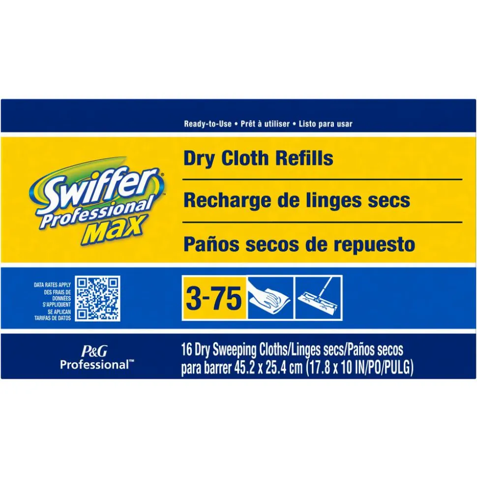 Swiffer Max/XL Dry Refill Cloths, 17.88 x 10, White, 16/Box, 6 Boxes/Carton