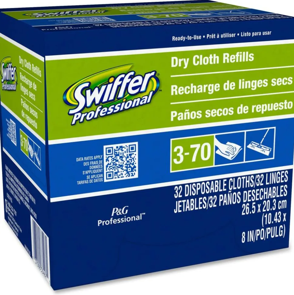 Swiffer Sweeper Dry Cloth Refills, 10-5/8" x 8", White, 32 Cloths Per Box, Carton Of 6 Boxes