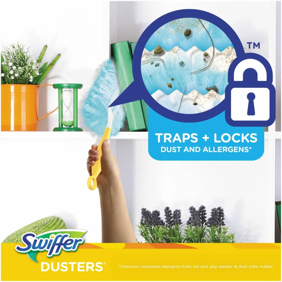 Swiffer Unscented Duster Kit - 5 pieces/Kit - 6 / Carton - Fiber - Blue, Yellow