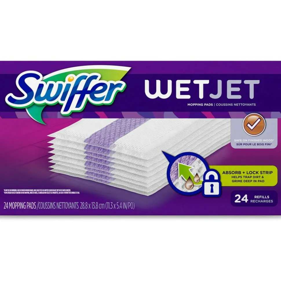 Swiffer WetJet System Refill Cloths, 14" x 3", 24 Cloths Per Pack, Box Of 4 Packs