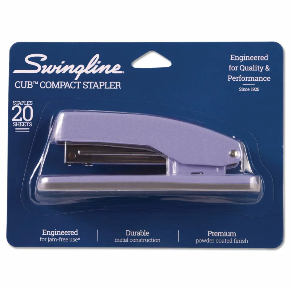 Swingline Cub Compact Metal Staplers, 20 Sheet Capacity, Periwinkle