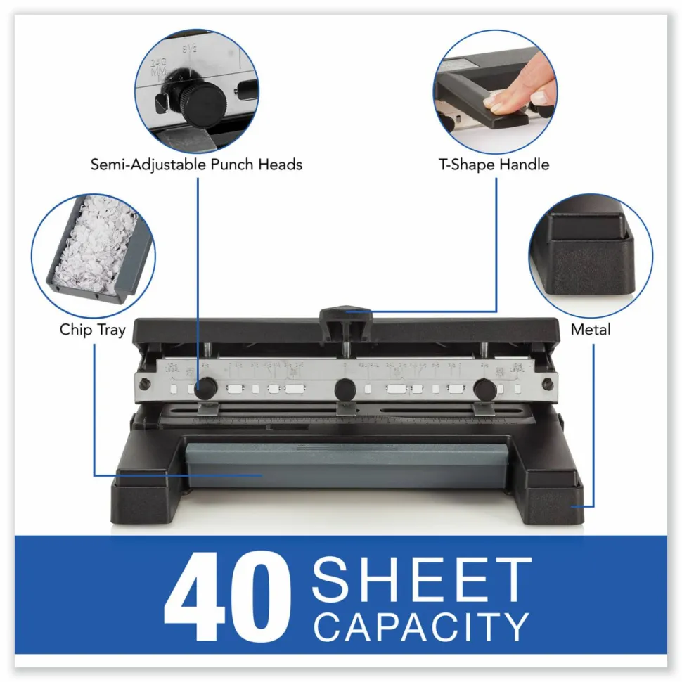 Swingline 2-4 Hole Heavy-Duty Paper Punch, Black