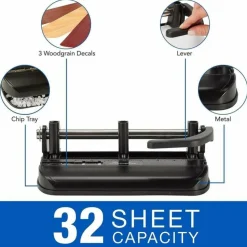 Swingline Lever-Handle Heavy-Duty Paper Punch, Black