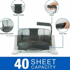 Swingline LightTouch Heavy-Duty Paper Punch, Charcoal/Gray