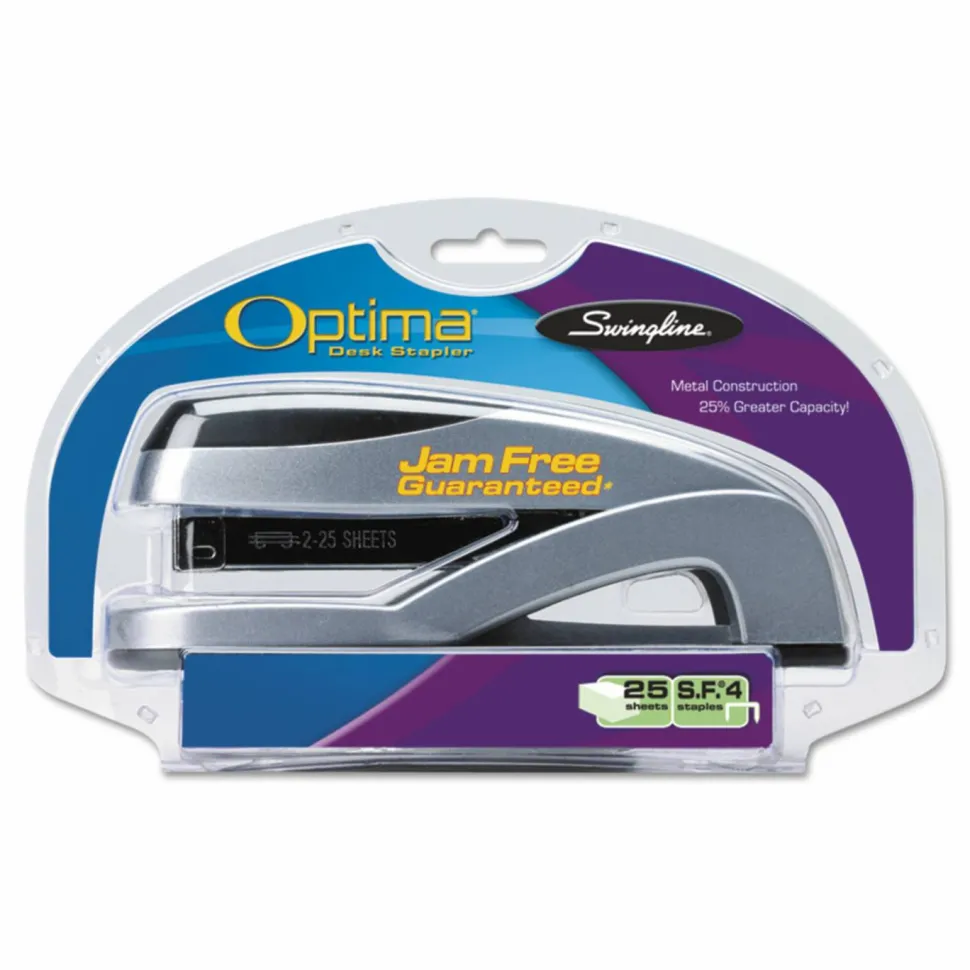Swingline Optima Desktop Stapler, 25 Sheets Capacity, Silver