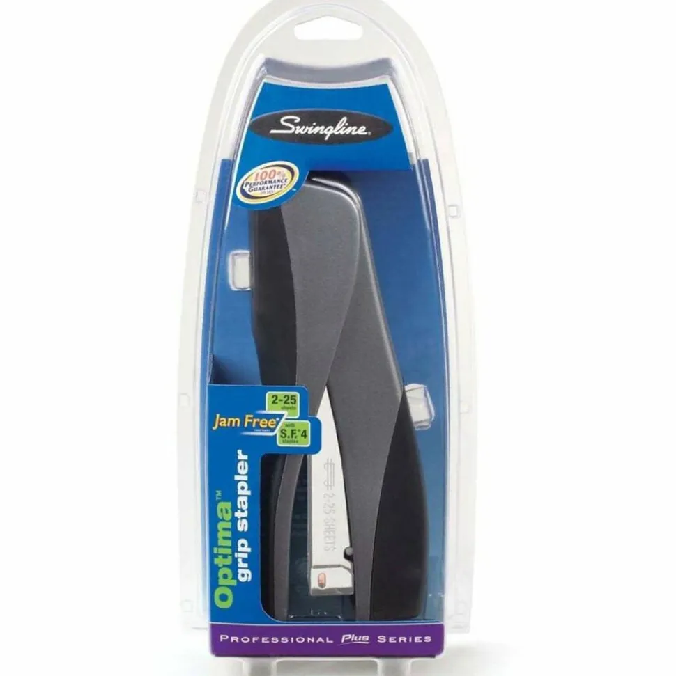 Swingline Optima Grip Compact Stapler, 25 Sheets Capacity, Silver