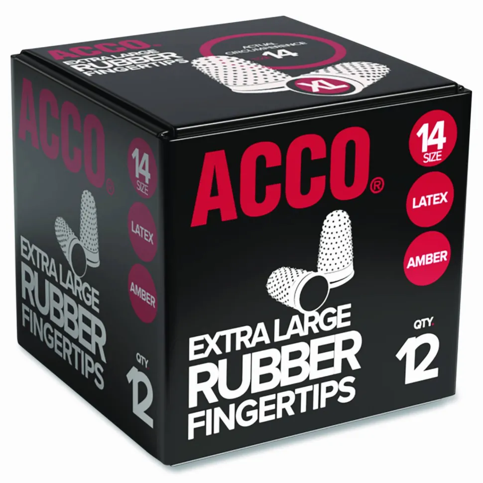 Swingline Rubber Fingertips, #14, 7/8" Diameter, Amber, Box Of 12