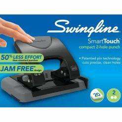 Swingline SmartTouch 2-Hole Low-Force Punch, 20-Sheet Capacity