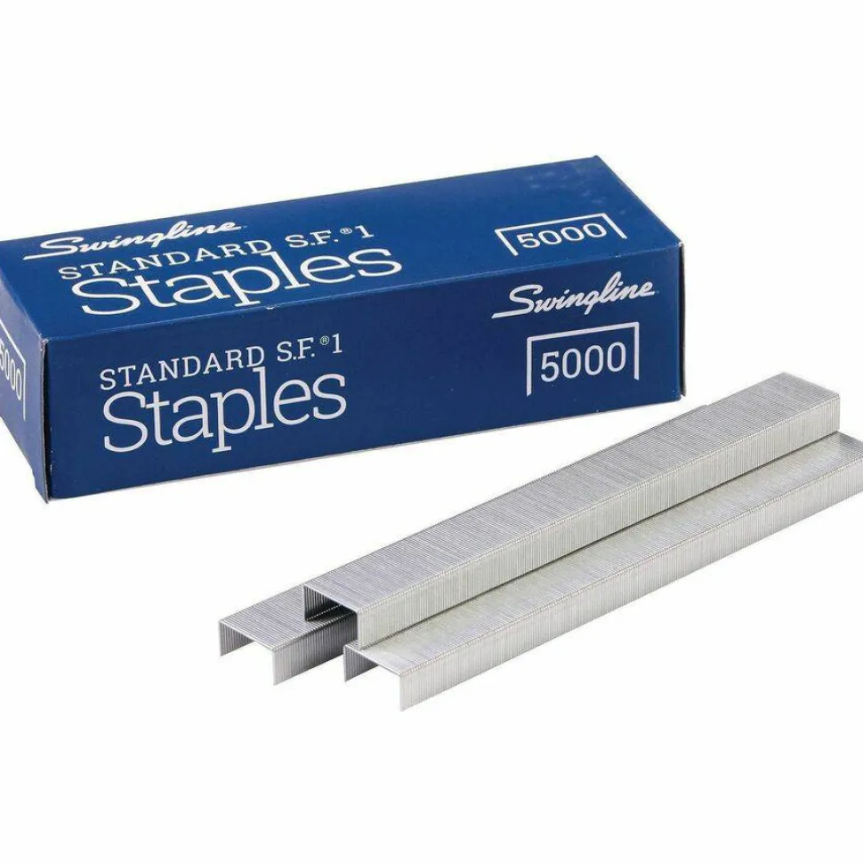 Swingline Standard Staples, 1/4" Length, 5,000 Per Box, Pack Of 5